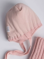 Шапка детская вязаная с помпонами и снуд