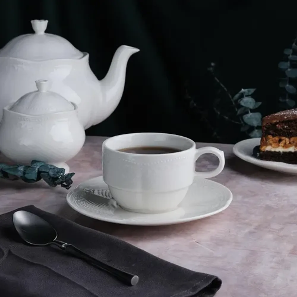 Чайная пара 200 мл белая d 8,6 см h6,1 см Aristocrat Stackable Noble [6]