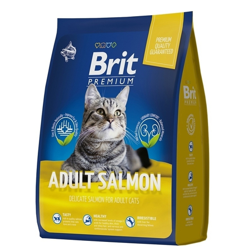 Сухой корм Brit Premium Cat Adult для взрослых кошек, лосось, 800 г