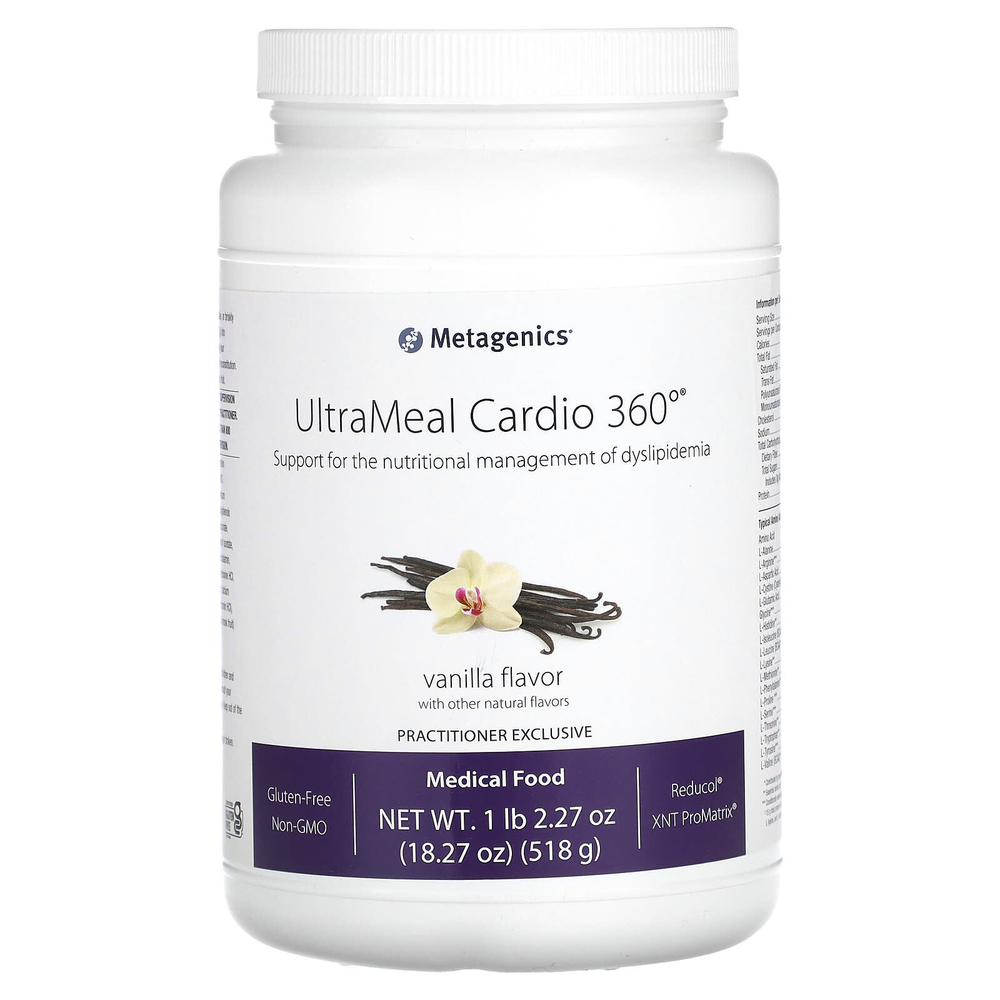 Metagenics, UltraMeal Cardio 360 °, для лечебного питания, ваниль, 518 г (1 фунт)