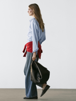 Massimo Dutti Рубашка из хлопка в полоску, синий