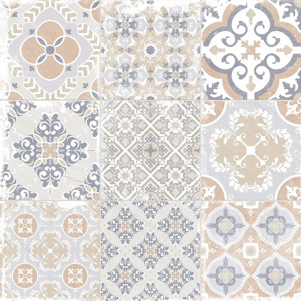 Керамогранит Alma Ceramica GFU04CTR14R Country 60x60 бежевый / голубой сахарный с орнаментом