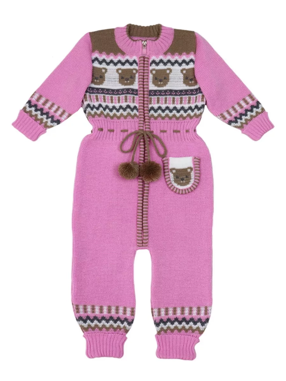 Вязаный комбинезон для новорожденных и малышей на молнии