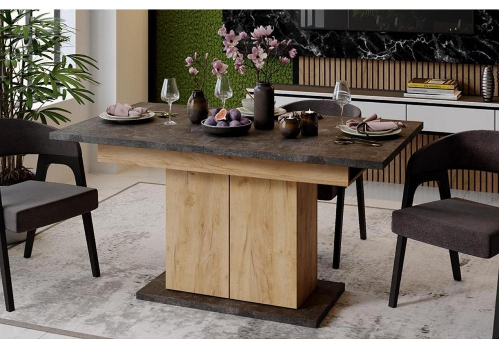 Стол деревянный Woodville Детройт Тип 1 дуб крафт золотой, ателье темное