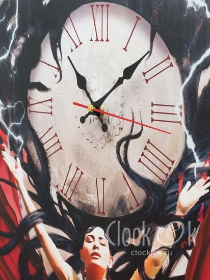 Настенные часы-постер "Woman in red"