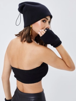 Шапка бини с начесом для хвоста, дред и кос