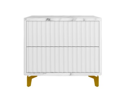 Тумба прикроватная на ножках с ящиками ROYAL 5003 эко (Мрамор Каррара-Золото)