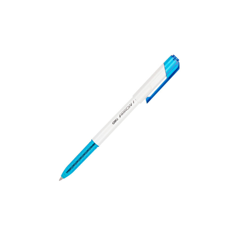 Ручка шарик. Deli Arrow 0.7мм бело-голубой корпус, синяя EQ23