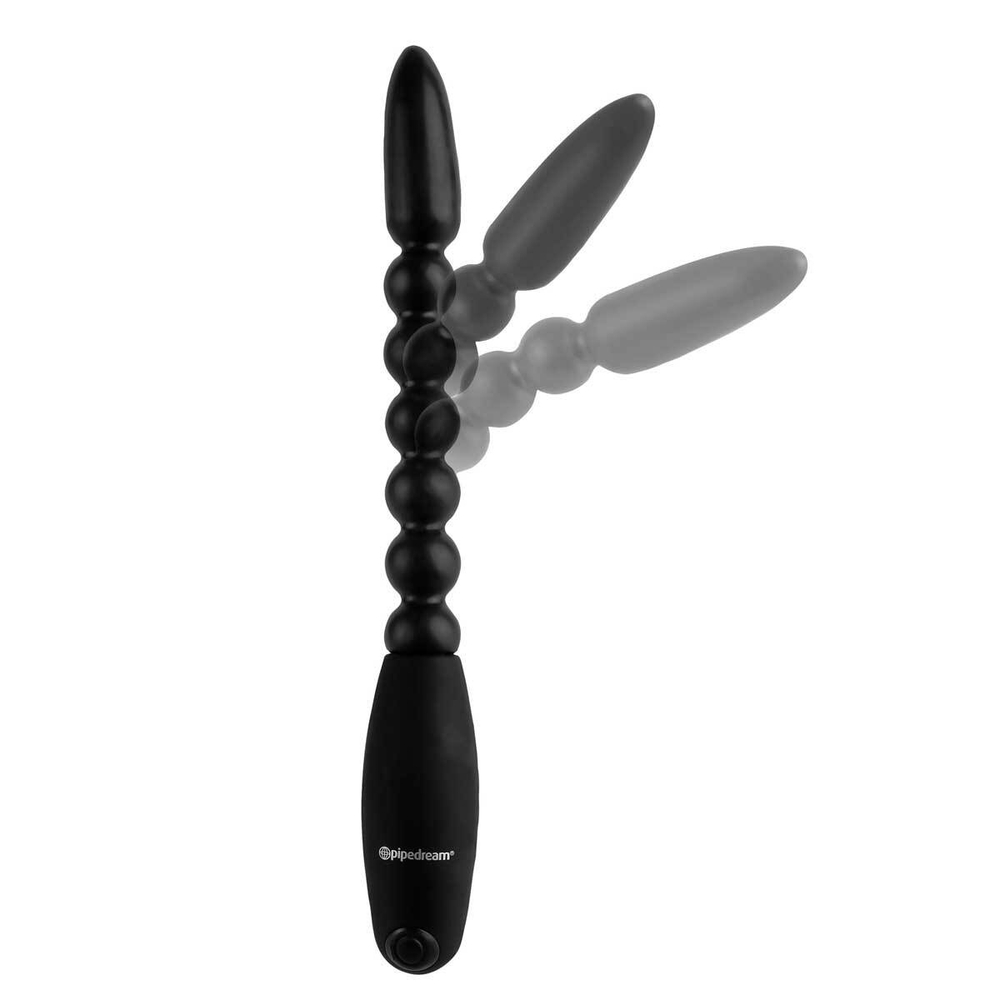 Анальный вибростимулятор на гибком хребте - 27 см. (Цвет: черный)