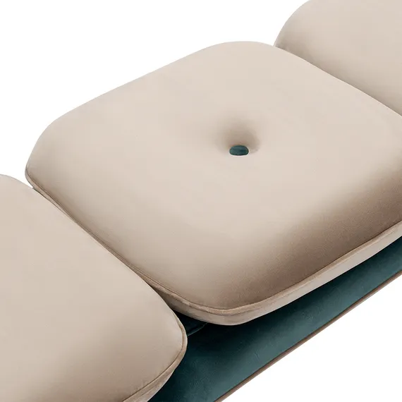 Банкетка Pea, велюр, бежевая/сине-зеленая