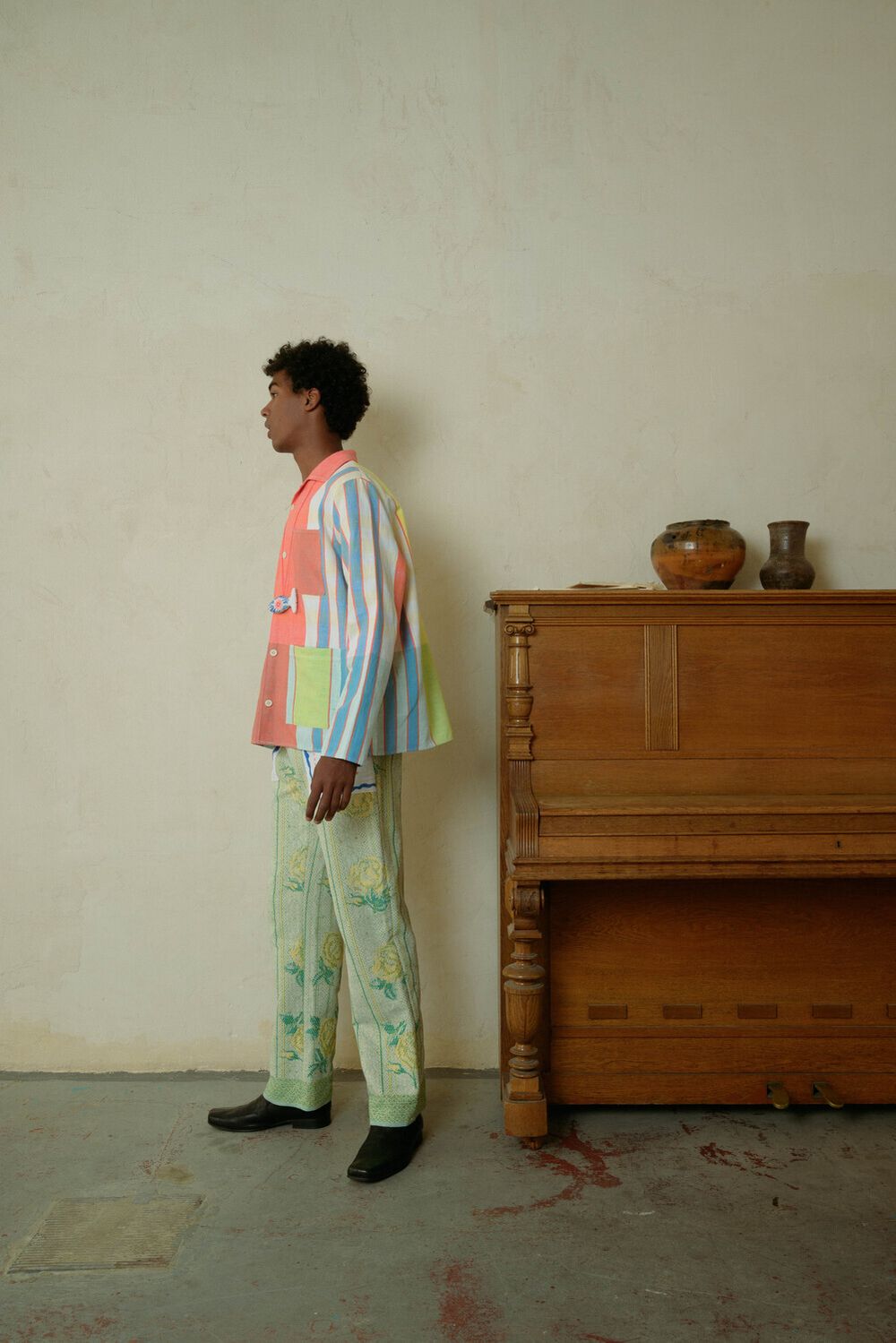 Рубашка Soeurs с Градиентным Принтом / Gradient Plaid Print Long Sleeve розовая