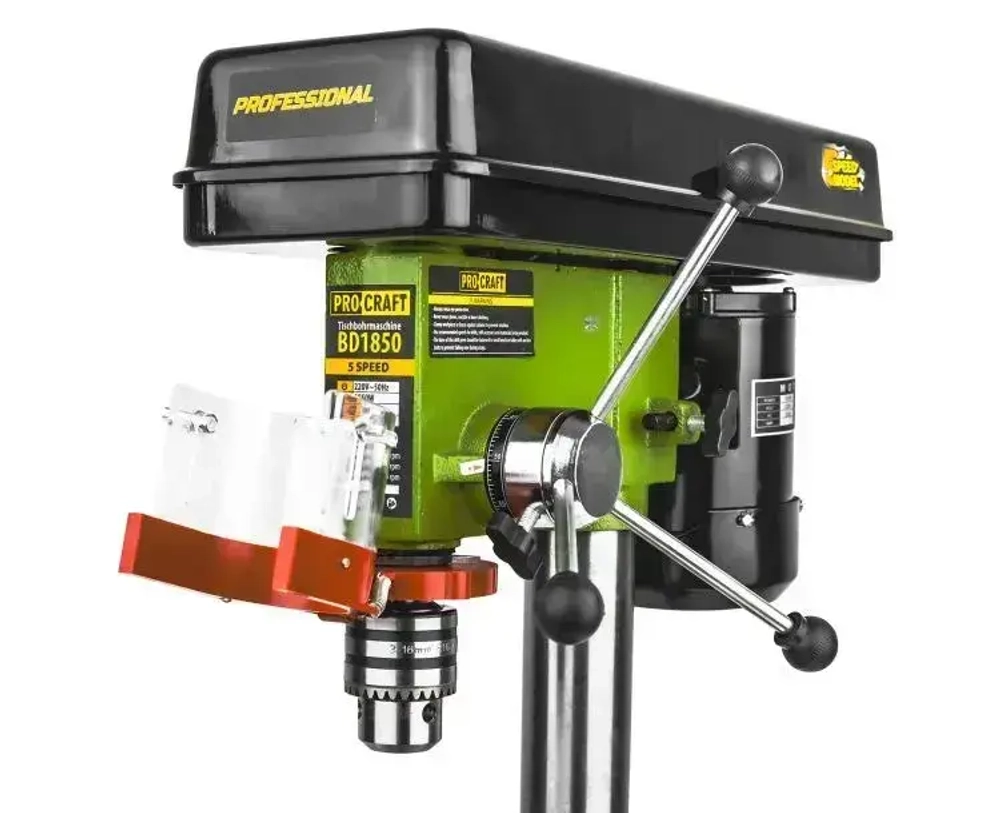 Сверлильный станок Procraft BD1850, патрон 16 мм, 450 Ватт, 5 скоростей, 3140 об/мин