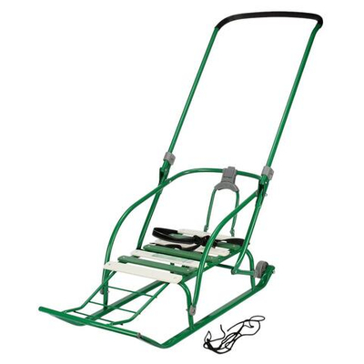 Санки "Nikki 2 " складная спинка, ручка, цвет зеленый