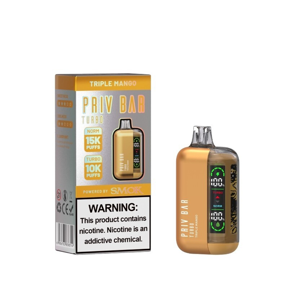 SMOK Priv Bar Turbo Triple mango - тройной манго 15000 затяжек 20мг Hard (2% Hard)