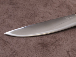 Якутский нож "Амга", сталь Х12МФ, рукоять стабилизированная карельская берёза в бордовом цвете