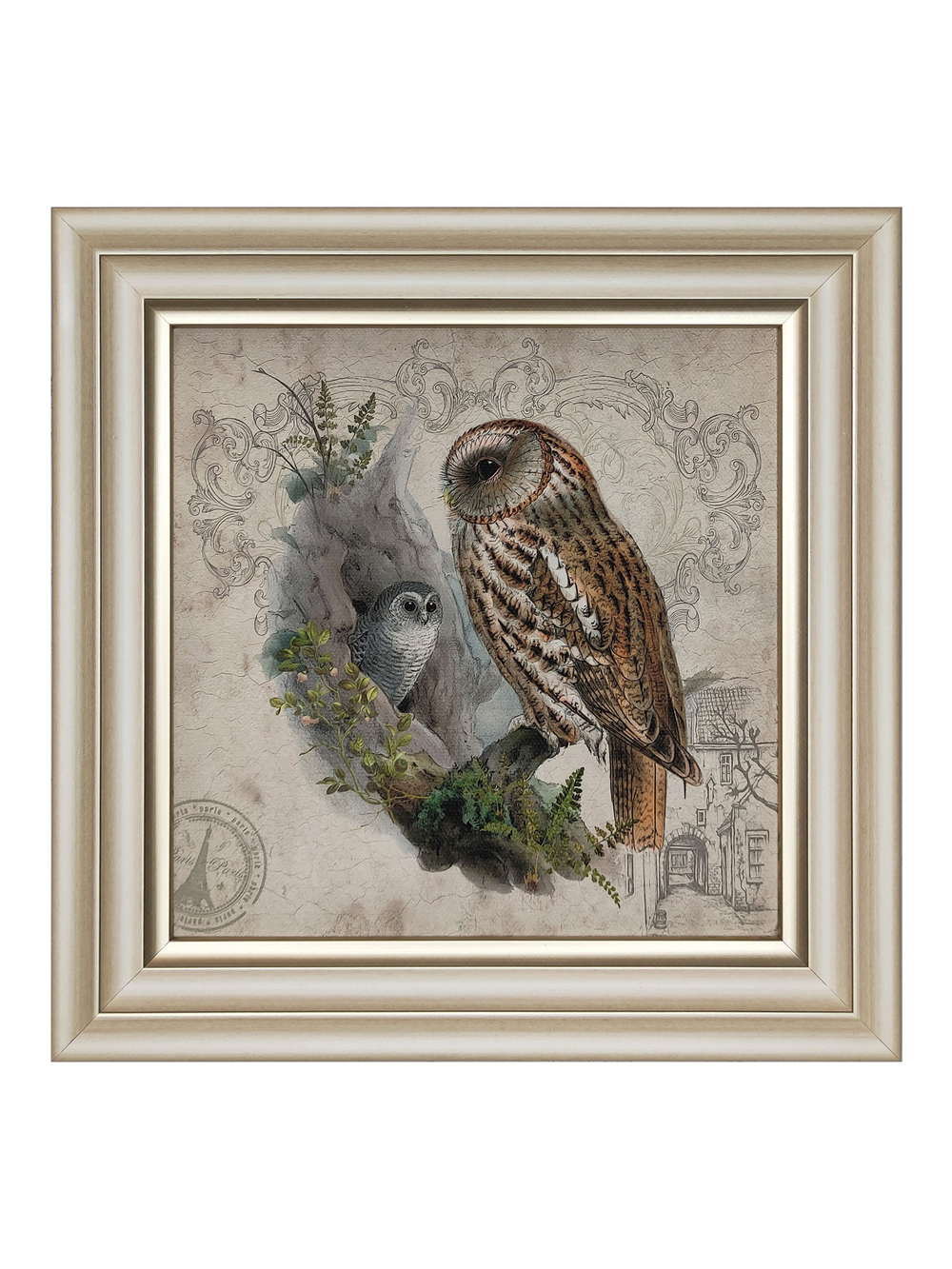 Картина на натуральном холсте "Птички севера" 26*26 см