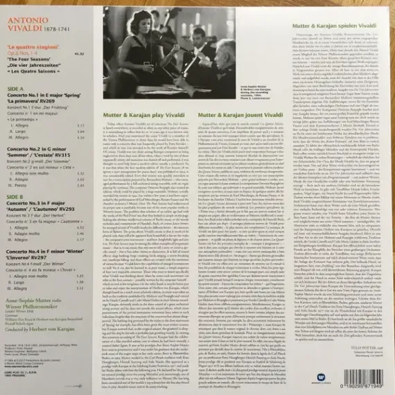 Vivaldi; Anne-Sophie Mutter; Wiener Philharmoniker; Herbert Von Karajan - Le Quattro Stagioni The Four Seasons Die Vier Jahreszeiten
