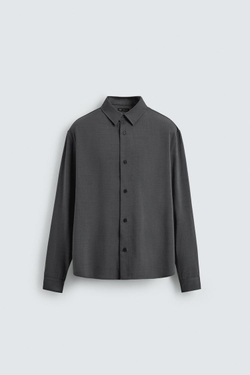 ZARА РУБАШКА СТРУЯЩЕГОСЯ ПОКРОЯ RELAXED FIT, СЕРЫЙ