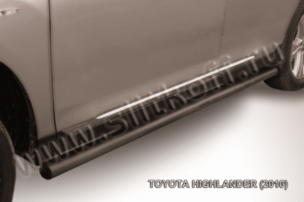 Пороги стальные Toyota Highlander (2010-2013) d57 труба (черные)