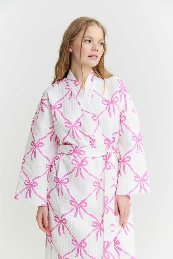 Вафельный халат с бантами