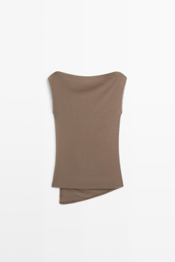 Massimo Dutti Топ из 100% хлопка, кротово-коричневый