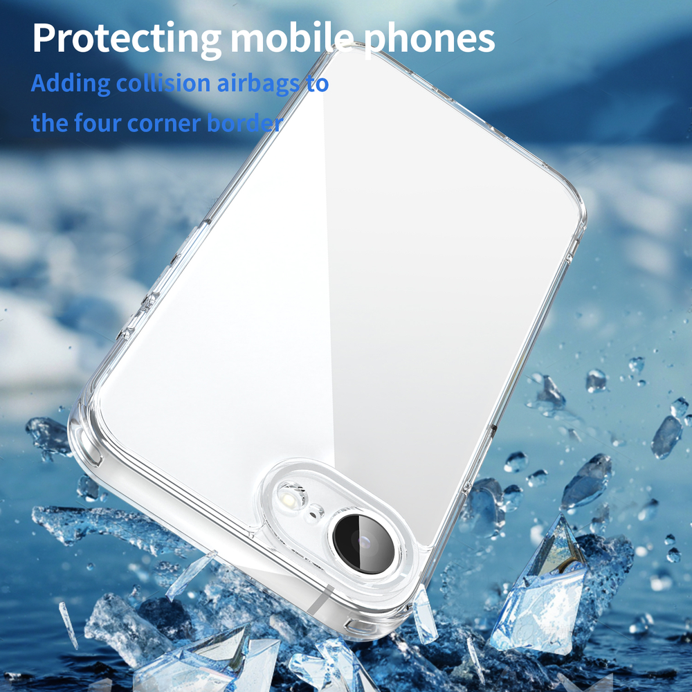 Чехол прозрачный для iPhone 16e, мягкие усиленные боковые рамки