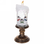 Сувенир с подсветкой Christmas «Свеча со снеговичками» 26 см (без музыки)