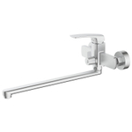 Смеситель для ванны Azario Conda керамический картридж, длинный излив, с ручным душем, шланг 150 см, сатин (AZ-K1711B)