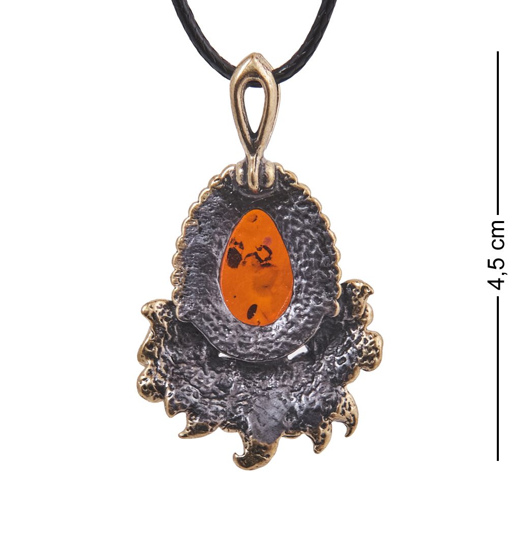 AM-4142 Подвеска «Цветочное Настроение» (латунь, янтарь)