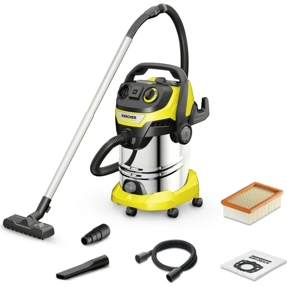 Пылесос строительный Karcher WD 6 P S V-30/8/35/T (YSY) 1300Вт (уборка: сухая/сбор воды) желтый