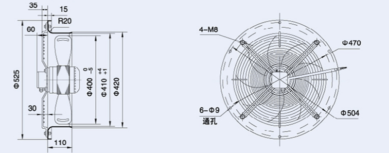 Вентилятор Weiguang YWF-4E-400-S-92/25-R