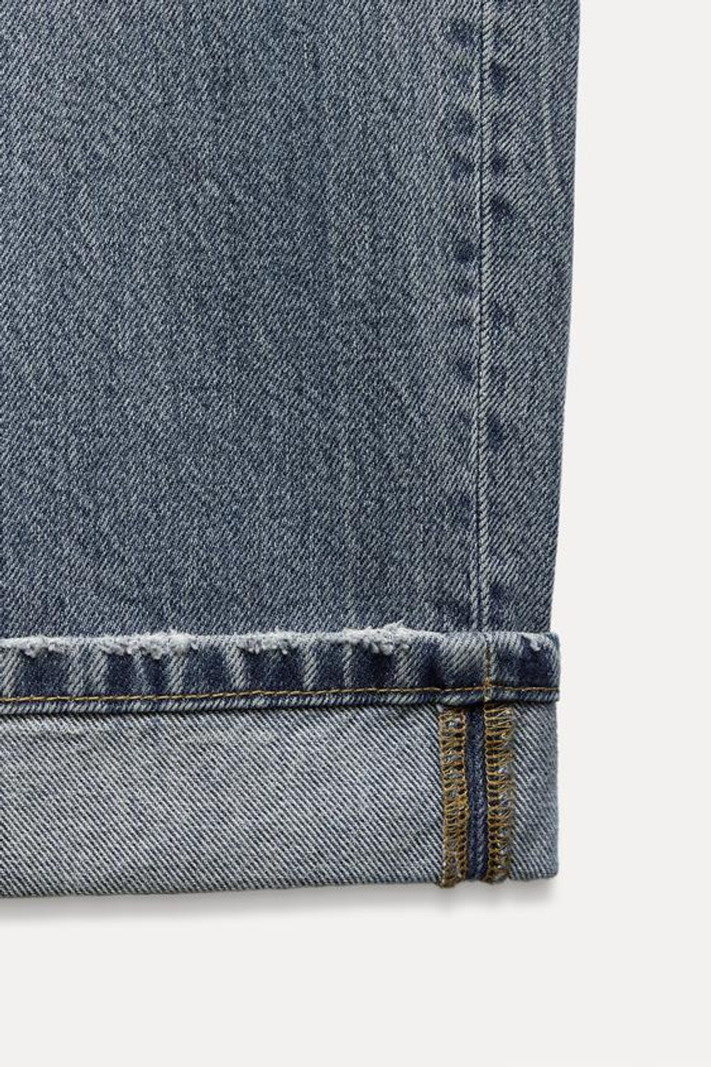 ZARA ДЖИНСЫ TRF RELAXED С НИЗКОЙ ПОСАДКОЙ И ОТВОРОТАМИ, СЕРО-СИНИЙ