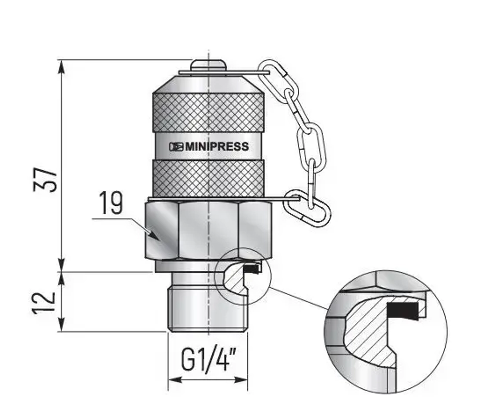 Точка контроля давления BSP 1/4" - M16x2 для подключения к гидросистеме