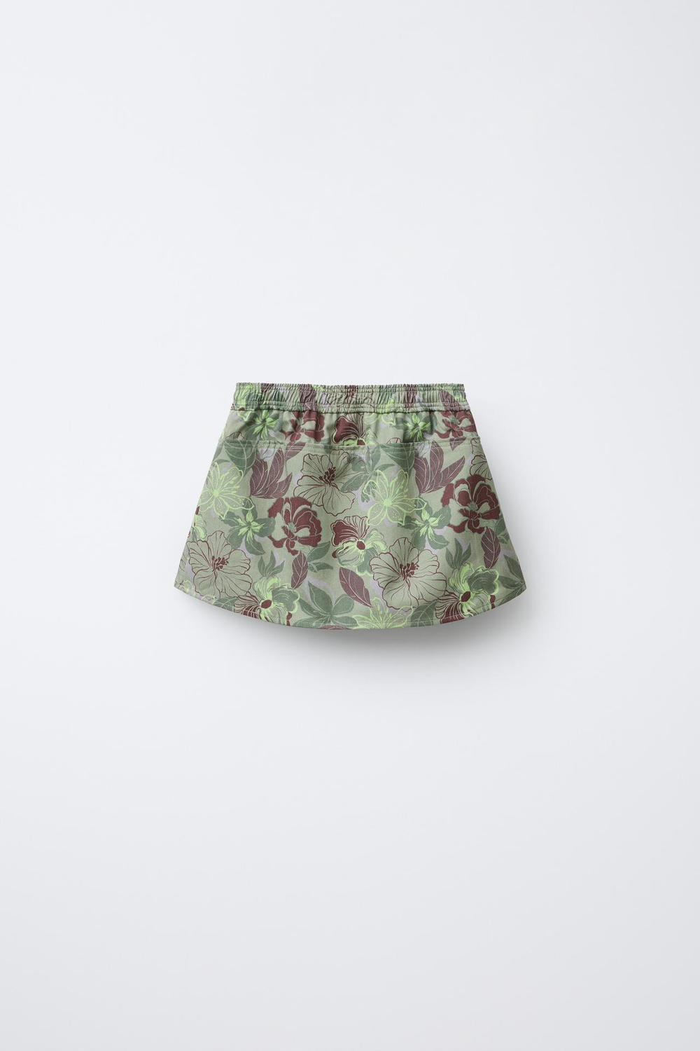 ZARA ЮБКА-ШОРТЫ С ПРИНТОМ «ЛИСТЬЯ», ХАКИ