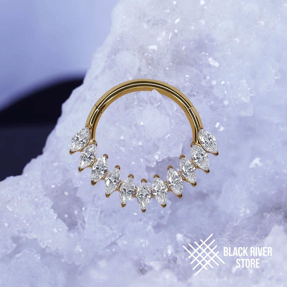 Кликер 11K Marquise v.2 Crystal PVD Yellow 1.2мм