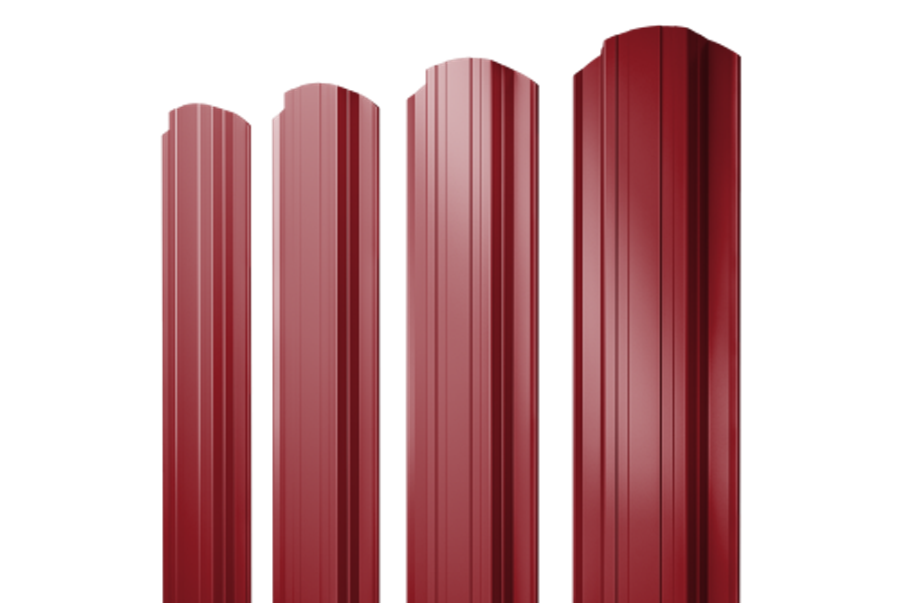 Штакетник Прямоугольный фигурный 0,45 PE RAL 3003 рубиново-красный
