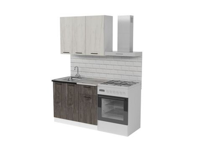 Кухонный гарнитур Сиена мини 1000 мм (Дуб грей/Бетон темный/Белый, Сосна)