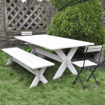 Стол обеденный, 210х103х73, Осло, садовый стол, из массива дерева, белый, Dipriz