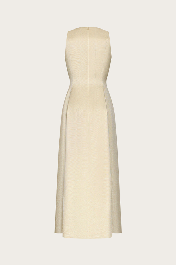 ПЛАТЬЕ-САРАФАН ИЗ БЕЖЕВОГО ЛЬНА