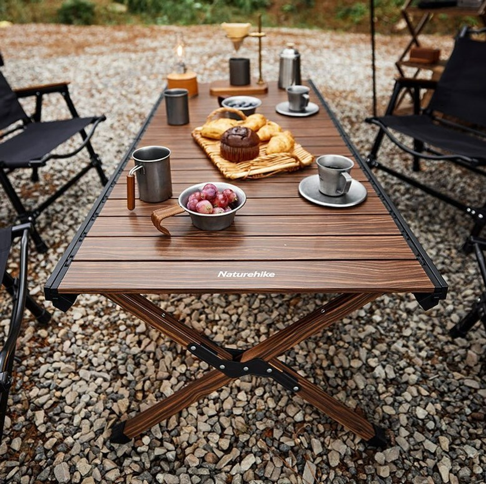 Стол туристический Naturehike складной, 125х60х45 см, с Х-образными ножками, коричневый