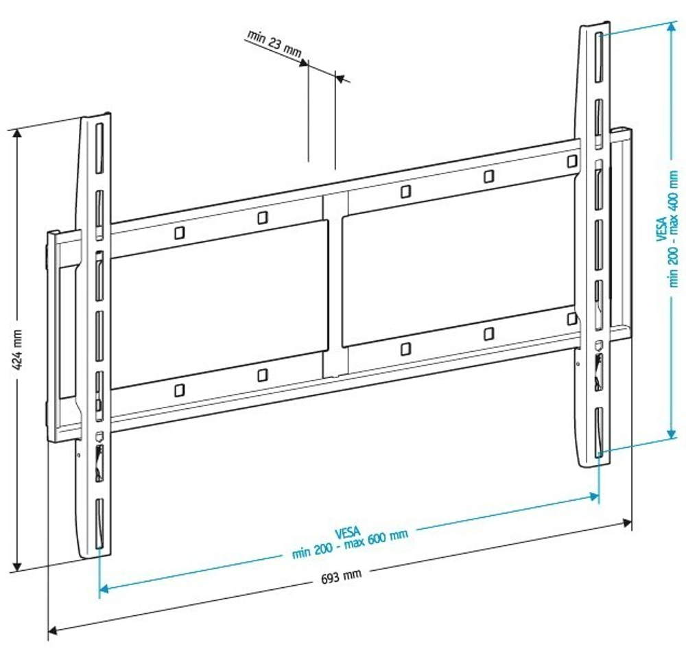 Кронштейн для телевизора Holder LCD-F6607 черный 42;-65; макс.60кг настенный фиксированный