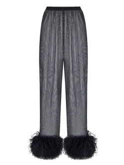 Брюки сетка с перьями