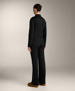 OYSHO Расклешенные брюки с высокой посадкой и эффектом неопрена, черный