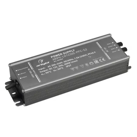 Блок питания ARPV-LG12300-PFC-S2 (12V, 25.0A, 300W) (Arlight, IP67 Металл, 5 лет) 022929