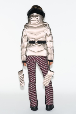 ZARA ВЕТРОЗАЩИТНЫЕ И ВОДОНЕПРОНИЦАЕМЫЕ БРЮКИ С ВЫСОКОЙ ПОСАДКОЙ, БОРДОВЫЙ/ЭКРЮ