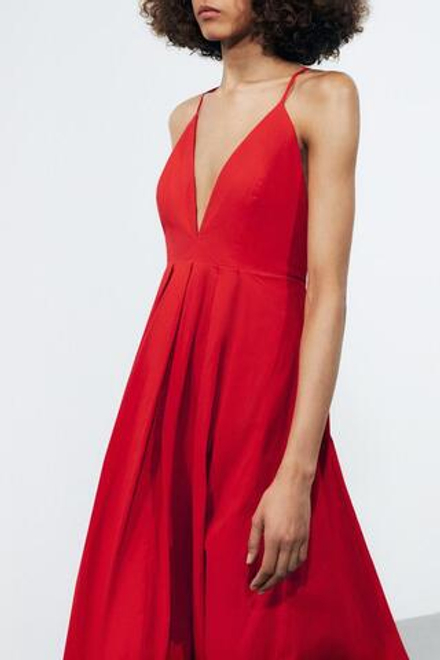 ZARA ПЛАТЬЕ С ОТКРЫТОЙ СПИНОЙ — ZW COLLECTION, КРАСНЫЙ