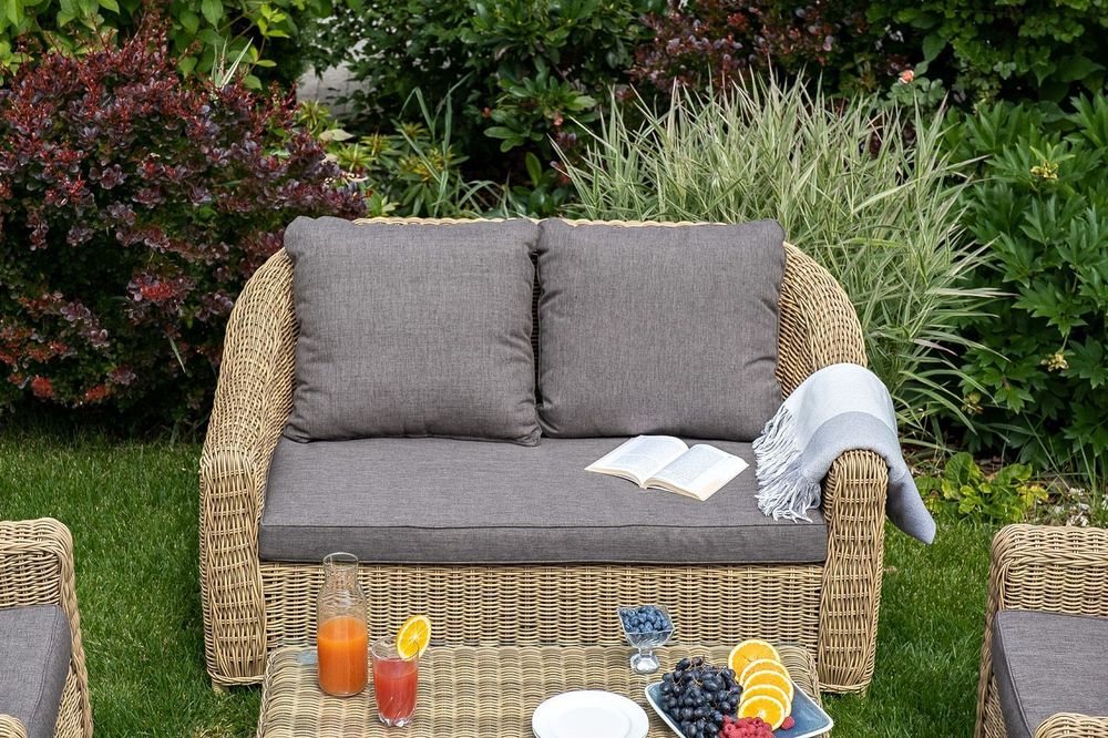 "Кон Панна" лаунж-зона из искусственного ротанга, цвет соломенный