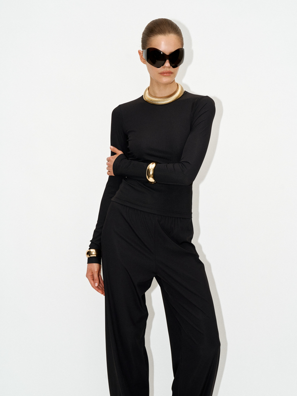 Лонгслив kyle ribbed black