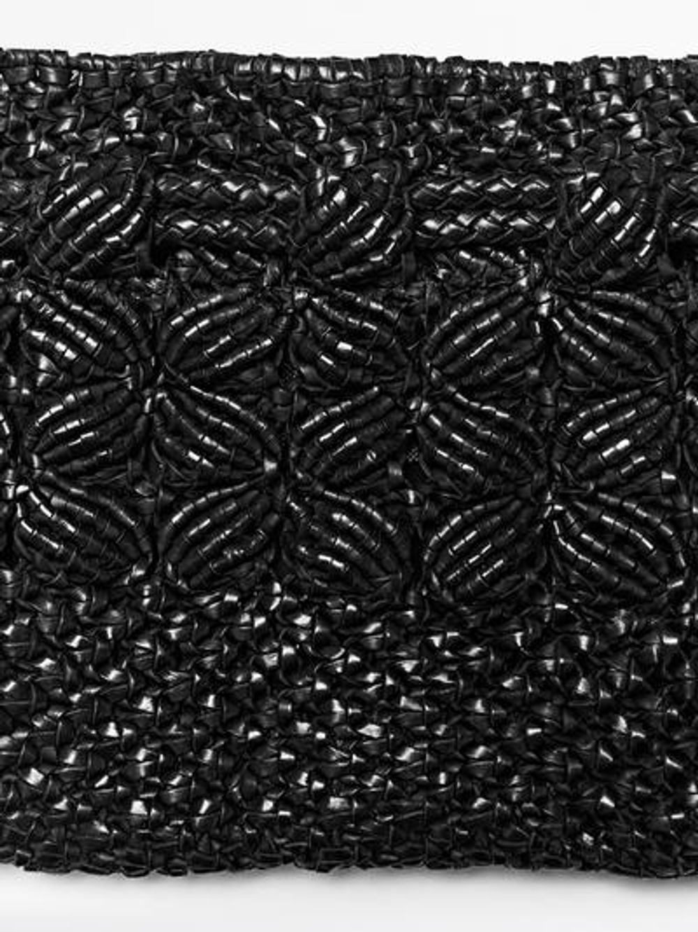 Massimo Dutti Сумка-клатч из кожи наппа в технике макраме, черный