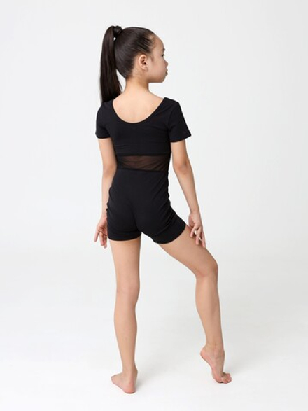 Комбинезон для гимнастики с сеткой шорты короткий рукав